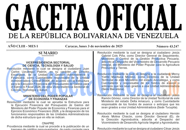 Gaceta Oficial, Gaceta 43247, Gaceta 43247 HD, Gaceta #43247, Gaceta Oficial Venezuela #43247