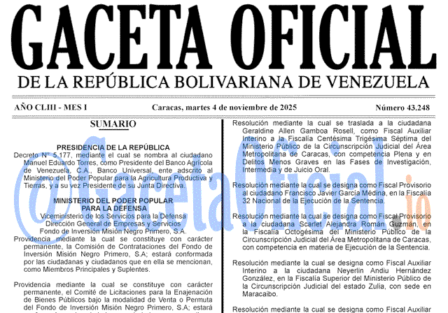 Gaceta Oficial, Gaceta 43248, Gaceta 43248 HD, Gaceta #43248, Gaceta Oficial Venezuela #43248