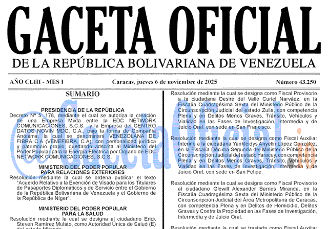 Gaceta Oficial, Gaceta 43250, Gaceta 43250 HD, Gaceta #43250, Gaceta Oficial Venezuela #43250