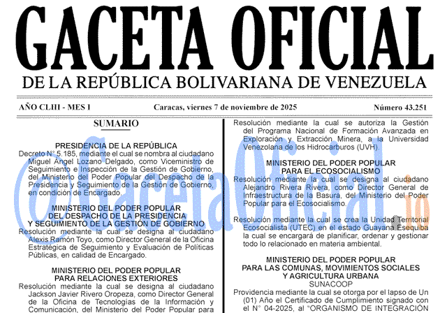 Gaceta Oficial, Gaceta 43251, Gaceta 43251 HD, Gaceta #43251, Gaceta Oficial Venezuela #43251