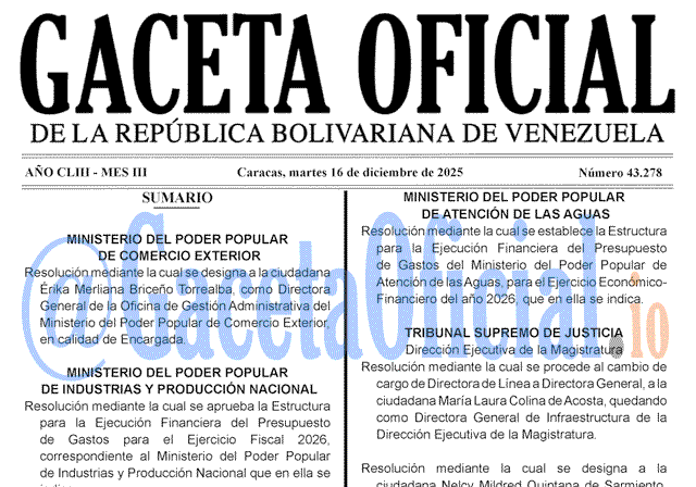 Venezuela Gaceta Oficial 43278 del 16 diciembre 2025 Gaceta Oficial, Gaceta 43278, Gaceta 43278 HD, Gaceta #43278, Gaceta Oficial Venezuela #43278
