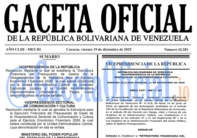 Gaceta Oficial, Gaceta 43281, Gaceta 43281 HD, Gaceta #43281, Gaceta Oficial Venezuela #43281