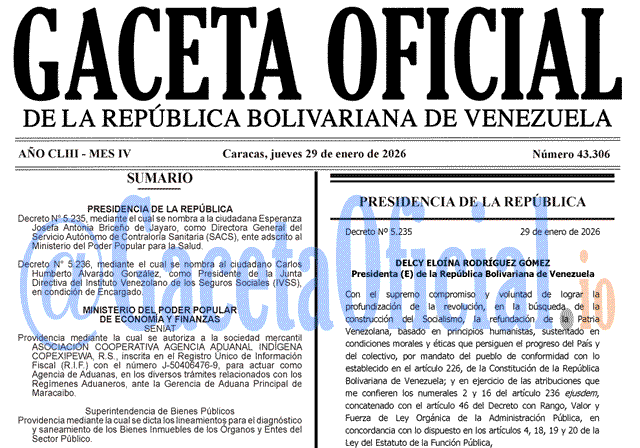 Gaceta Oficial, Gaceta 43306, Gaceta 43306 HD, Gaceta #43306, Gaceta Oficial Venezuela #43306