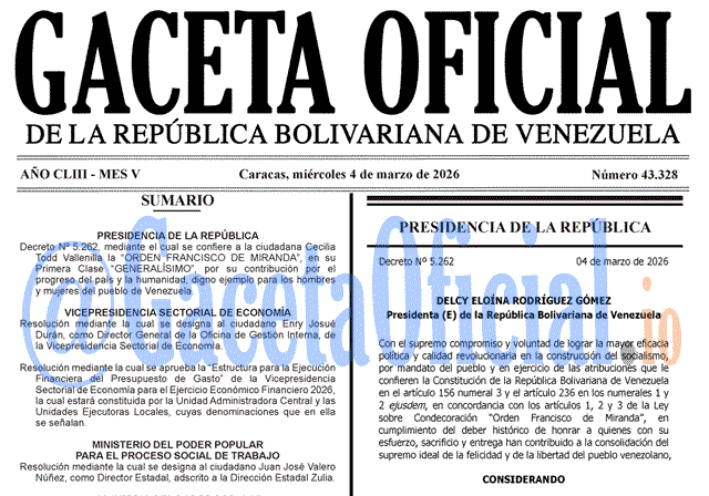 Gaceta Oficial, Gaceta 43328, Gaceta 43328 HD, Gaceta #43328, Gaceta Oficial Venezuela #43328