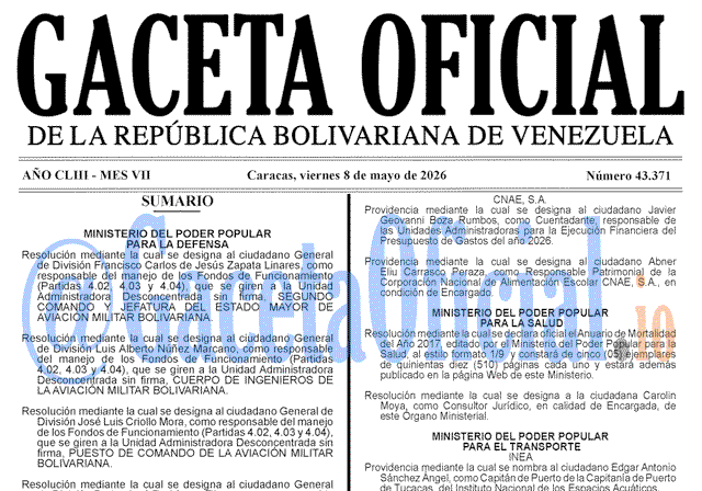 Gaceta Oficial, Gaceta 43371, Gaceta 43371 HD, Gaceta #43371, Gaceta Oficial Venezuela #43371