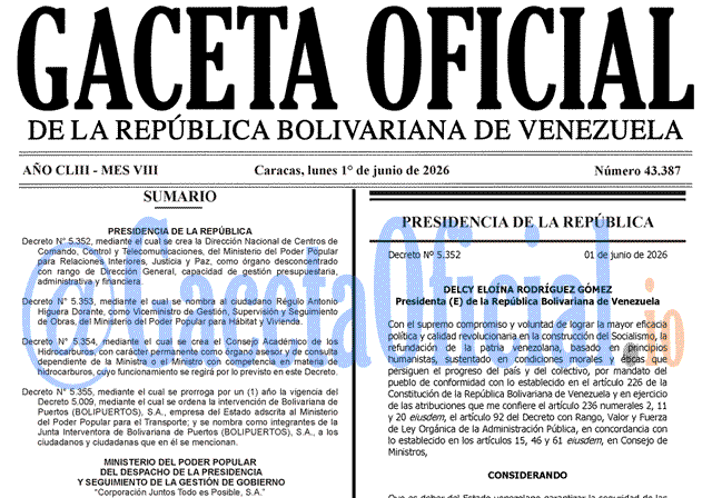 Gaceta Oficial, Gaceta 43387, Gaceta 43387 HD, Gaceta #43387, Gaceta Oficial Venezuela #43387