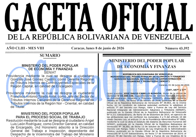 Gaceta Oficial, Gaceta 43392, Gaceta 43392 HD, Gaceta #43392, Gaceta Oficial Venezuela #43392