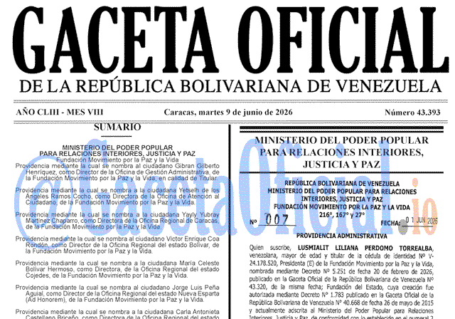 Gaceta Oficial, Gaceta 43393, Gaceta 43393 HD, Gaceta #43393, Gaceta Oficial Venezuela #43393