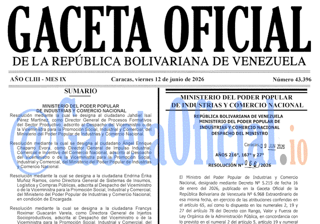 Venezuela Gaceta Oficial 43396 del 12 junio 2026 Gaceta Oficial, Gaceta 43396, Gaceta 43396 HD, Gaceta #43396, Gaceta Oficial Venezuela #43396