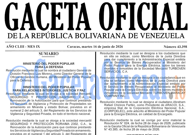 Venezuela Gaceta Oficial 43398 del 16 junio 2026 Gaceta Oficial, Gaceta 43398, Gaceta 43398 HD, Gaceta #43398, Gaceta Oficial Venezuela #43398