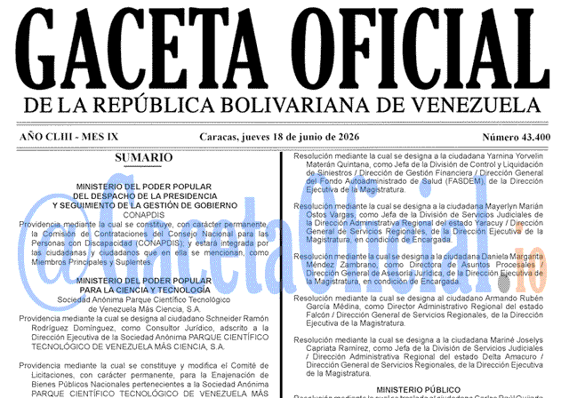 Gaceta Oficial, Gaceta 43400, Gaceta 43400 HD, Gaceta #43400, Gaceta Oficial Venezuela #43400