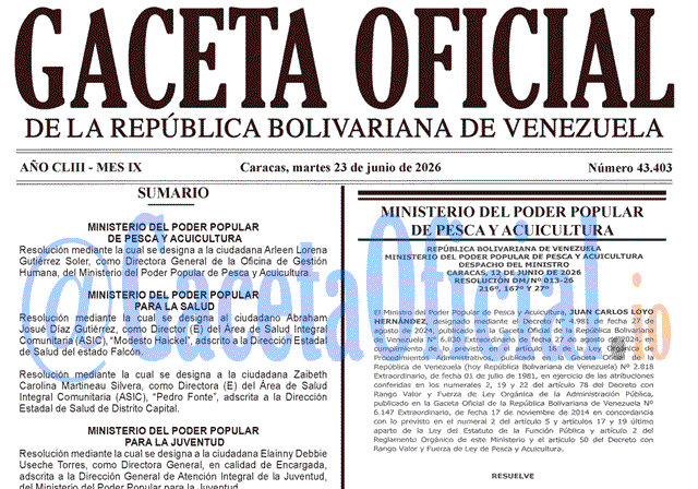 Venezuela Gaceta Oficial #43403 del 23 junio 2026 Gaceta Oficial, Gaceta 43403, Gaceta 43403 HD, Gaceta #43403, Gaceta Oficial Venezuela #43403