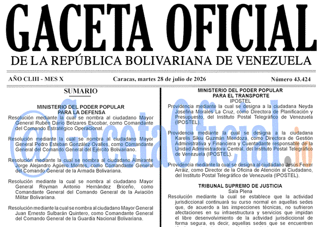 Gaceta Oficial, Gaceta 43424, Gaceta 43424 HD, Gaceta #43424, Gaceta Oficial Venezuela #43424