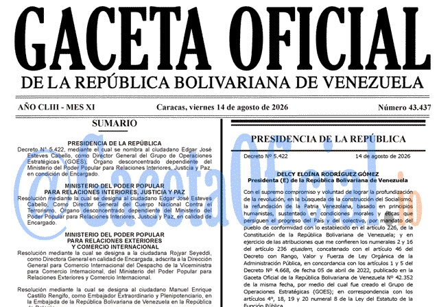 Gaceta Oficial, Gaceta 43437, Gaceta 43437 HD, Gaceta #43437, Gaceta Oficial Venezuela #43437