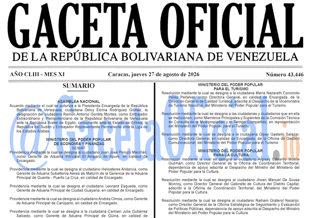 Gaceta Oficial, Gaceta 43446, Gaceta 43446 HD, Gaceta #43446, Gaceta Oficial Venezuela #43446