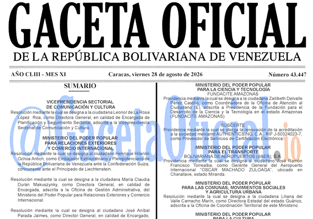 Gaceta Oficial, Gaceta 43447, Gaceta 43447 HD, Gaceta #43447, Gaceta Oficial Venezuela #43447