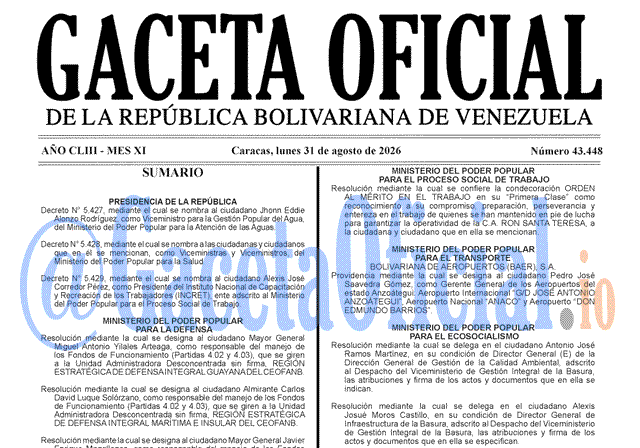 Venezuela Gaceta Oficial 43448 del 1 septiembre 2026 Gaceta Oficial, Gaceta 43448, Gaceta 43448 HD, Gaceta #43448, Gaceta Oficial Venezuela #43448