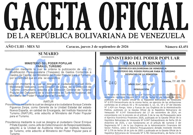 Gaceta Oficial, Gaceta 43451, Gaceta 43451 HD, Gaceta #43451, Gaceta Oficial Venezuela #43451