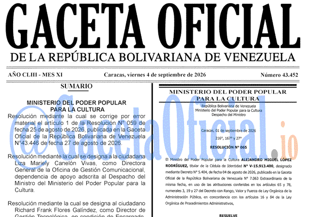 Gaceta Oficial, Gaceta 43452, Gaceta 43452 HD, Gaceta #43452, Gaceta Oficial Venezuela #43452