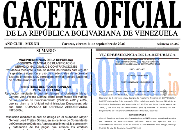 Gaceta Oficial, Gaceta 43457, Gaceta 43457 HD, Gaceta #43457, Gaceta Oficial Venezuela #43457