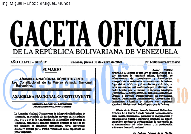 Gaceta Oficial 6508 del 30 enero 2020 Gaceta Oficial 6508 del 30 enero 2020