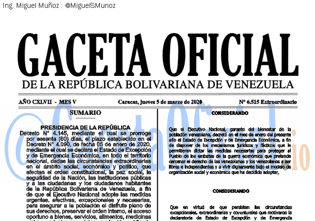Gaceta Oficial 6515 del 5 marzo 2020