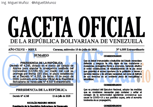 Gaceta Oficial 6555 del 15 julio 2020 Gaceta Oficial 6555 del 15 julio 2020