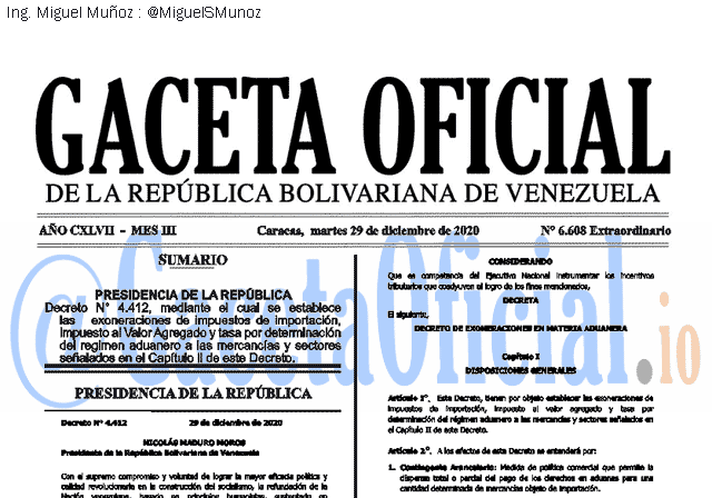 Gaceta Oficial 6608 del 29 diciembre 2020