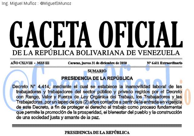 Gaceta Oficial 6611 del 31 diciembre 2020