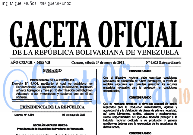 Gaceta Oficial 6623 del 1 mayo 2021