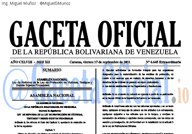 Gaceta Oficial 6645 del 17 septiembre 2021