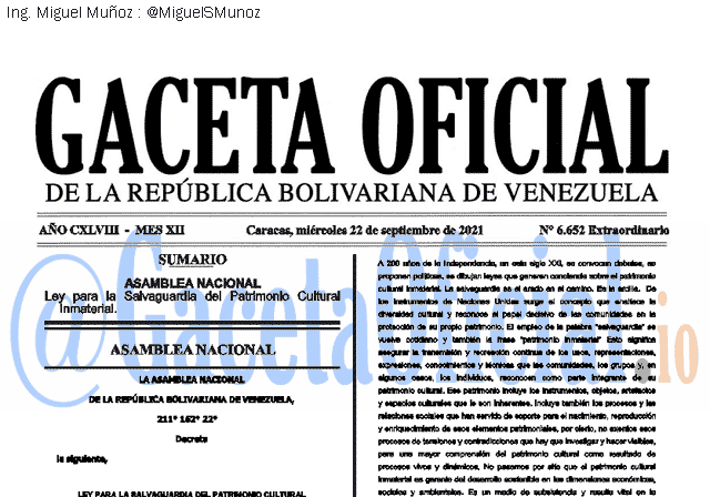 Gaceta Oficial 6652 del 22 septiembre 2021