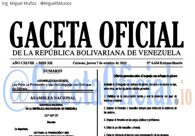 Gaceta Oficial 6654 del 7 octubre 2021