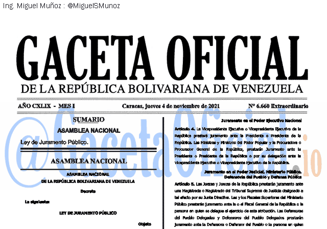Gaceta Oficial 6660 del 4 noviembre 2021