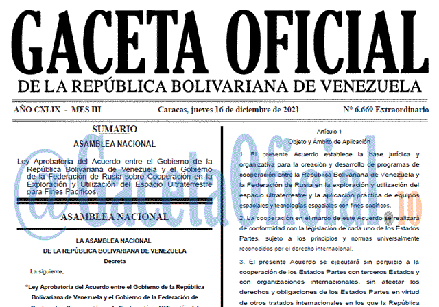 Gaceta Oficial 6669 del 16 diciembre 2021