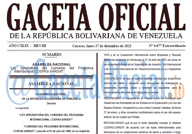 Gaceta Oficial 6677 del 27 diciembre 2021 Gaceta Oficial 6677 del 27 diciembre 2021