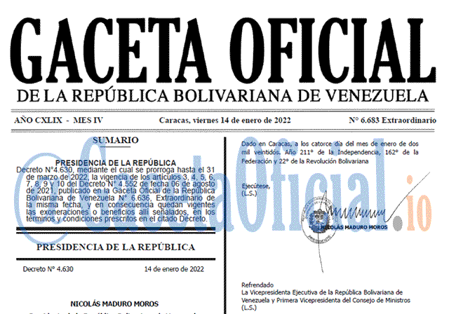 Gaceta Oficial 6683 del 14 enero 2022