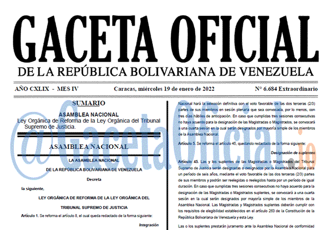 Gaceta Oficial 6684 del 19 enero 2022 Gaceta Oficial 6684 del 19 enero 2022