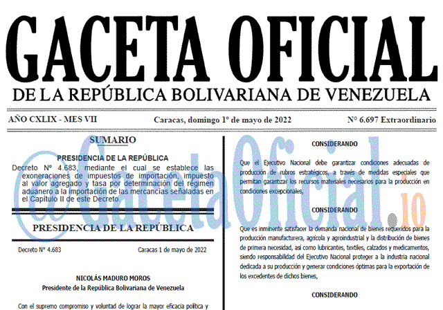 Venezuela Gaceta Oficial 6697 del 1 mayo 2022 Venezuela Gaceta Oficial 6697 del 1 mayo 2022