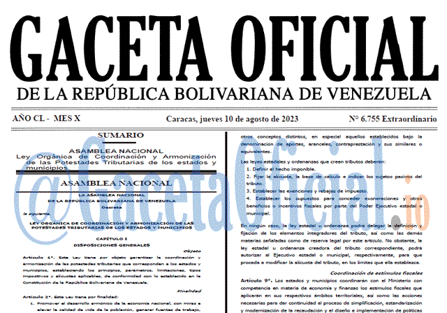 Venezuela Gaceta Oficial 6755 del 10 agosto 2023 Gaceta Oficial, Gaceta 6755, Gaceta 6755 HD, Gaceta #6755, Gaceta Oficial Venezuela #6755