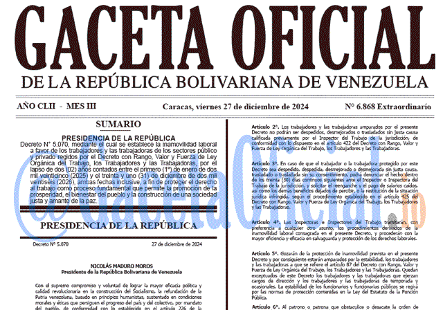 Venezuela Gaceta Oficial 6868 del 27 diciembre 2024 Gaceta Oficial, Gaceta 6868, Gaceta 6868 HD, Gaceta #6868, Gaceta Oficial Venezuela #6868