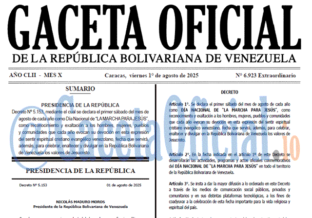 Venezuela Gaceta Oficial 6923 del 1 agosto 2025 Gaceta Oficial, Gaceta 6923, Gaceta 6923 HD, Gaceta #6923, Gaceta Oficial Venezuela #6923