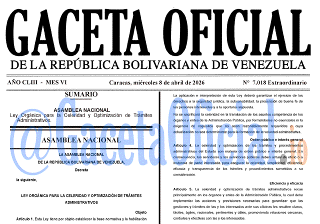 Gaceta Oficial, Gaceta 7018, Gaceta 7018 HD, Gaceta #7018, Gaceta Oficial Venezuela #7018