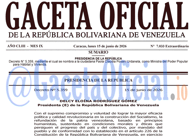 Gaceta Oficial, Gaceta 7033, Gaceta 7033 HD, Gaceta #7033, Gaceta Oficial Venezuela #7033