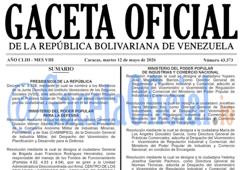 2026-05-12 Gaceta Oficial Venezuela #43373