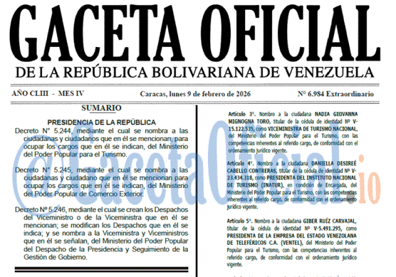2026-02-09 Gaceta Oficial Venezuela #6984