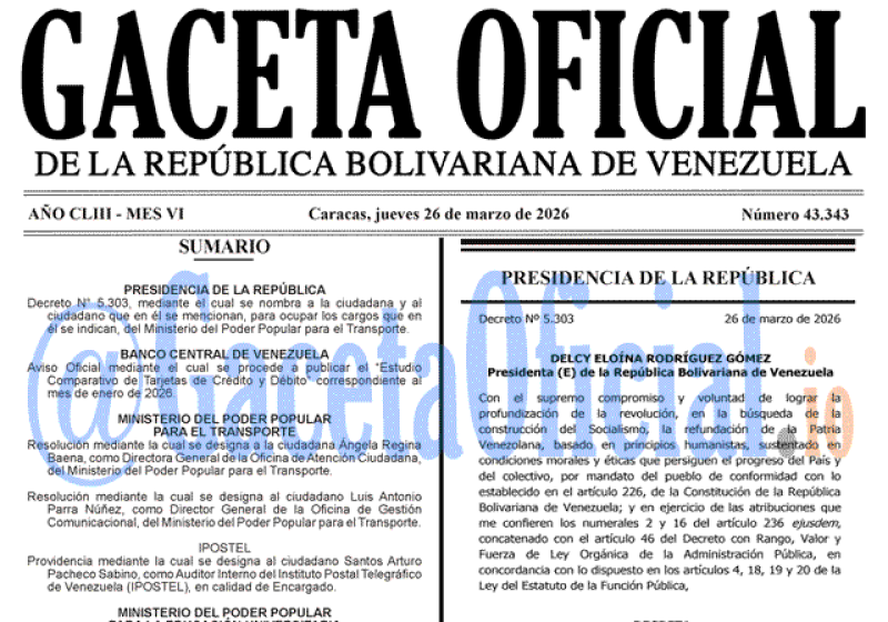 2026-03-26 Gaceta Oficial Venezuela #43343