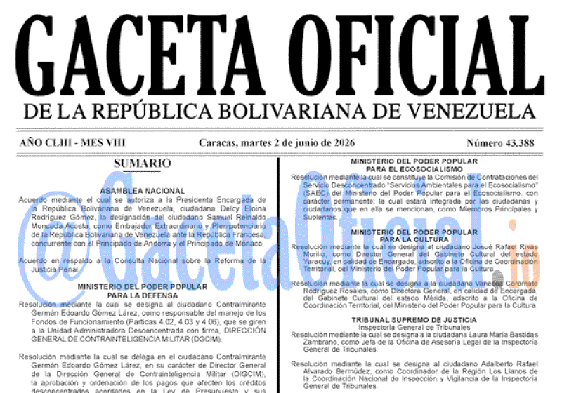 2026-06-02 Gaceta Oficial Venezuela #43388