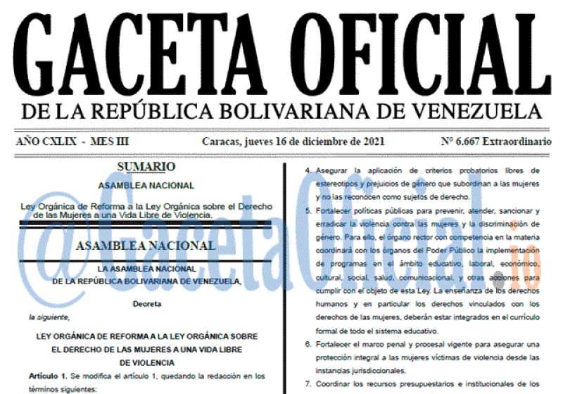 2021-12-16 Gaceta Oficial Venezuela #6667