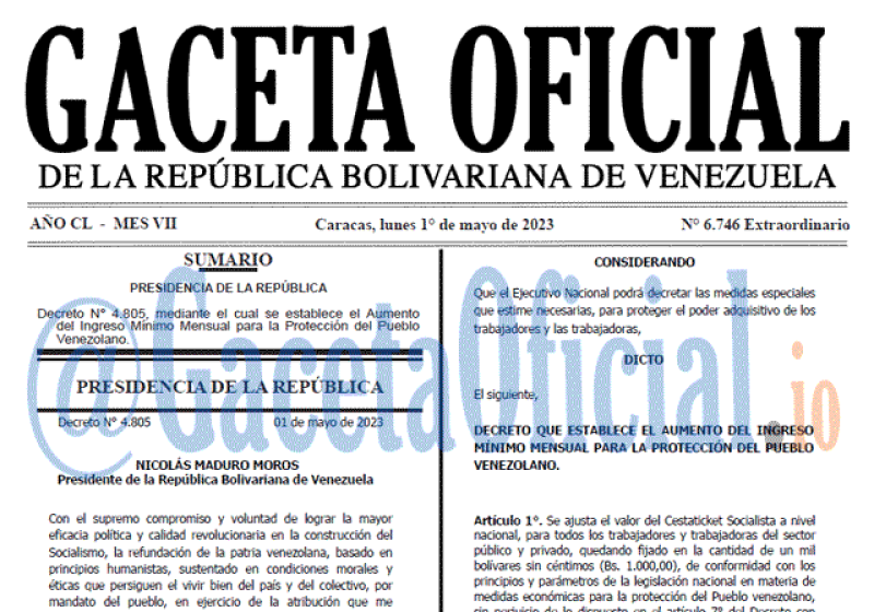 2023-05-01 Gaceta Oficial Venezuela #6746